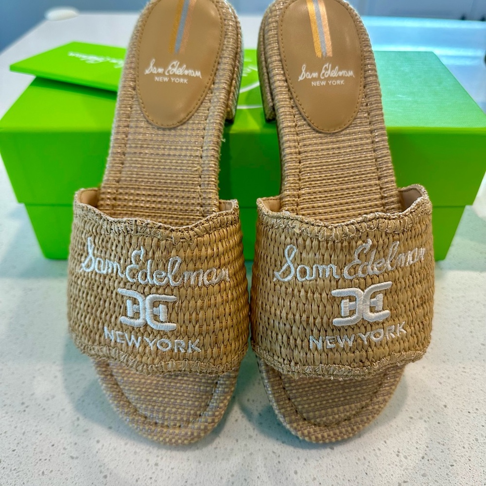 Sam Edelman Sand Raffia Evette Slide Sandals